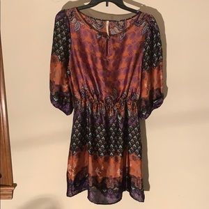 Silky boho print dress